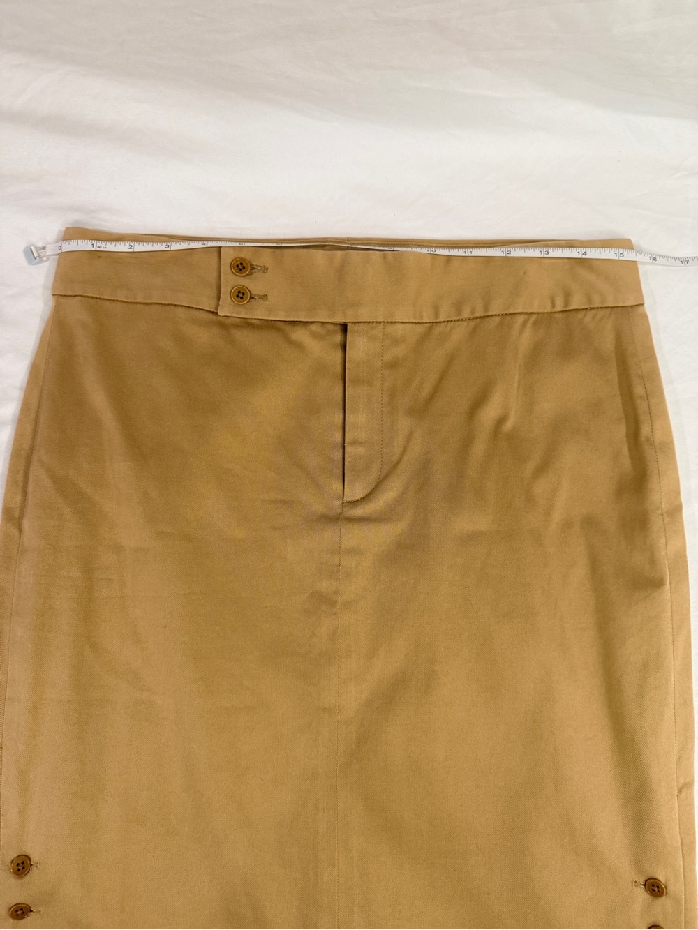 Ralph Lauren Black Label Women’s Khaki Button-Accent Pencil Skirt Size 8 - Picture 5 of 11